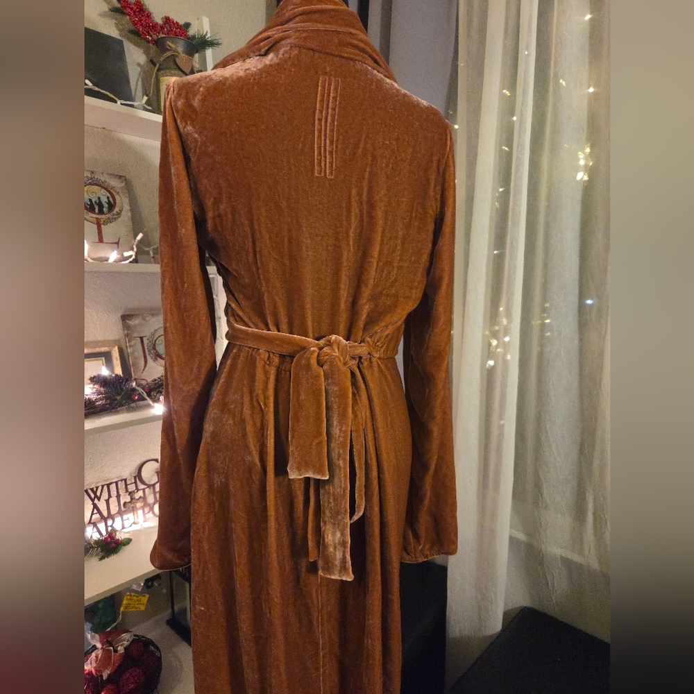 Rick Owens Burnt Pink Velvet Wrap Dress - Picture 4 of 14